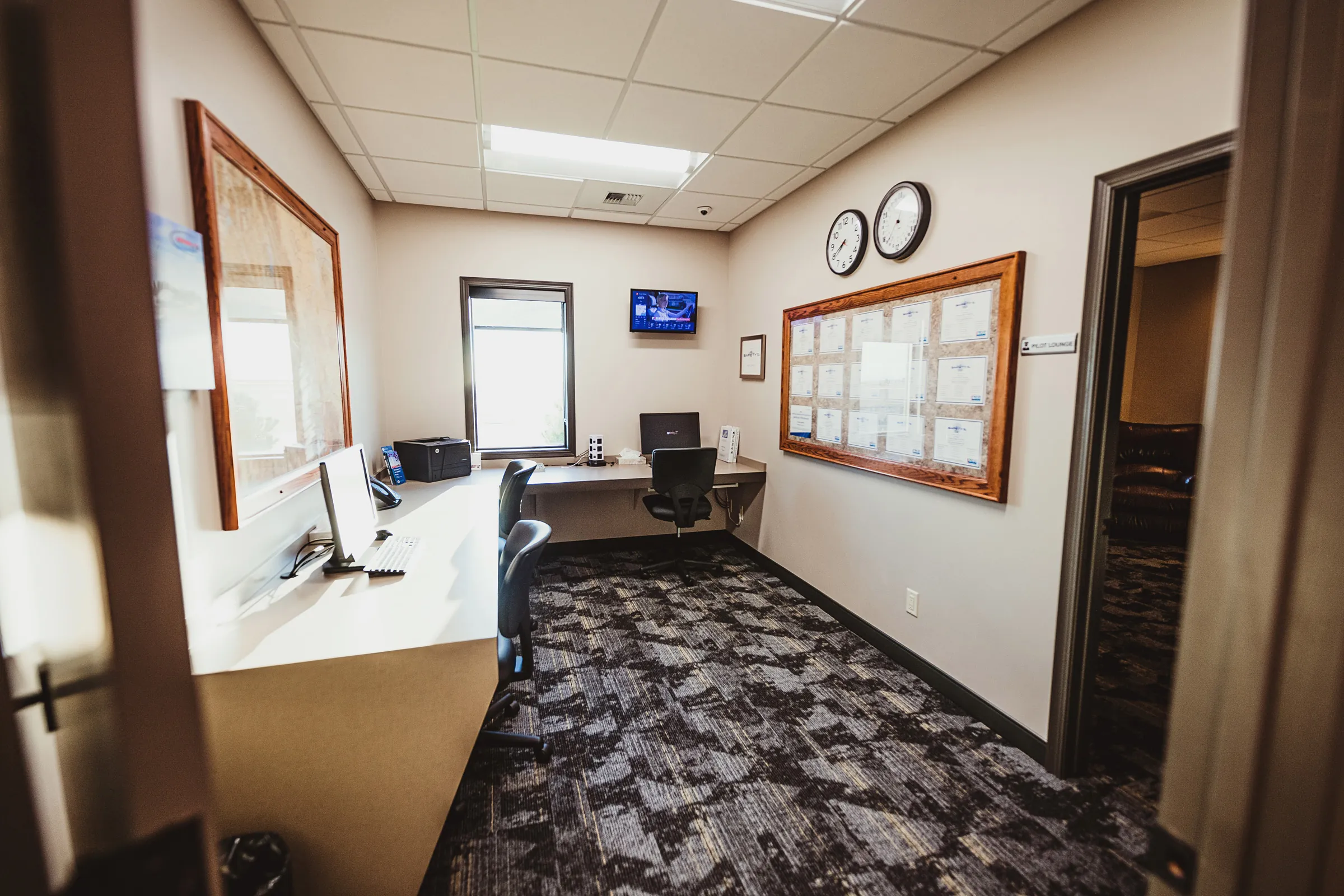 View of office computers
