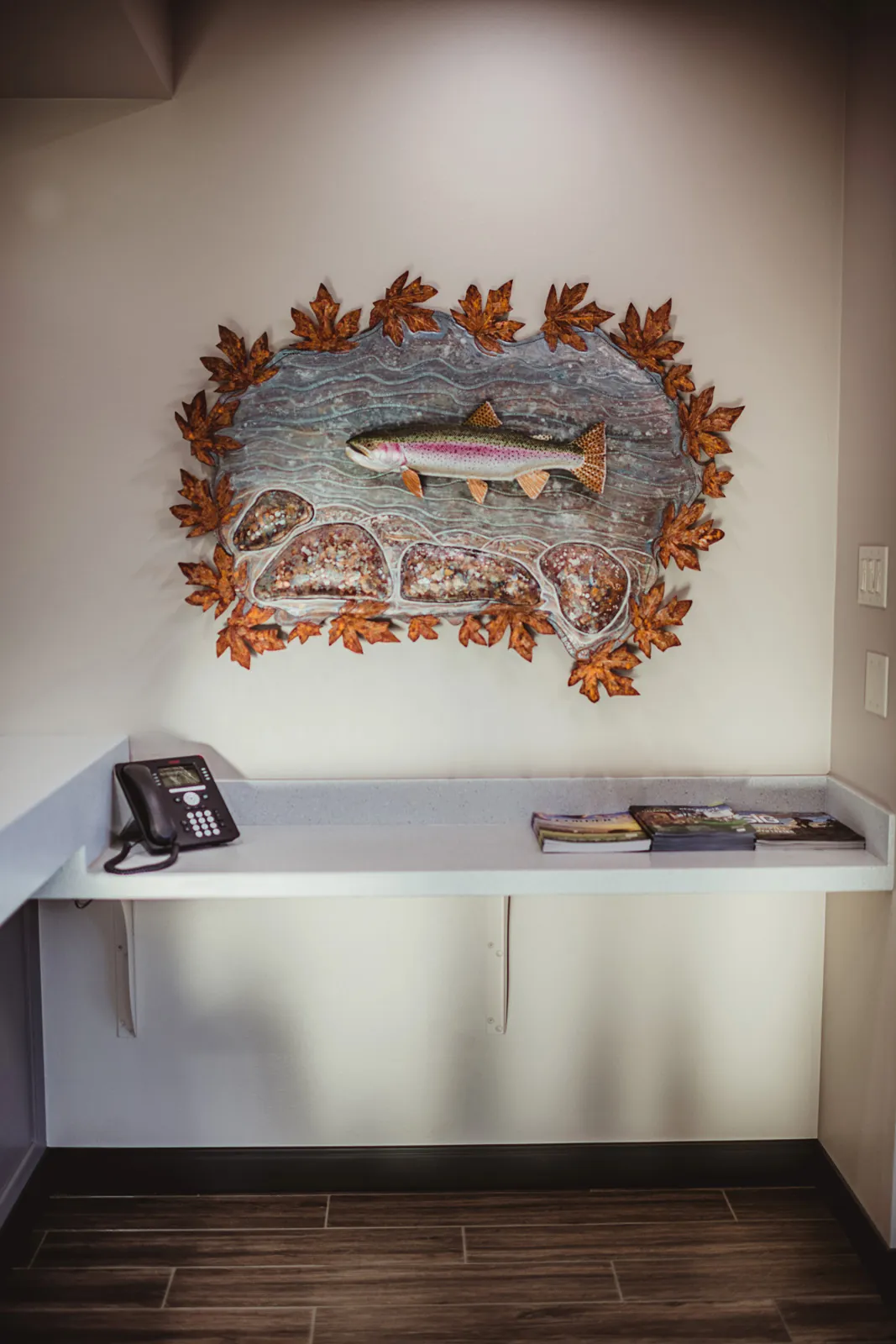 View of fish decor and phone